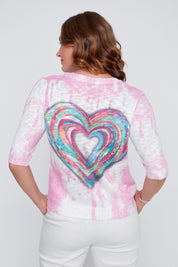 Chandail Coeur Manche au Coude en Tricot