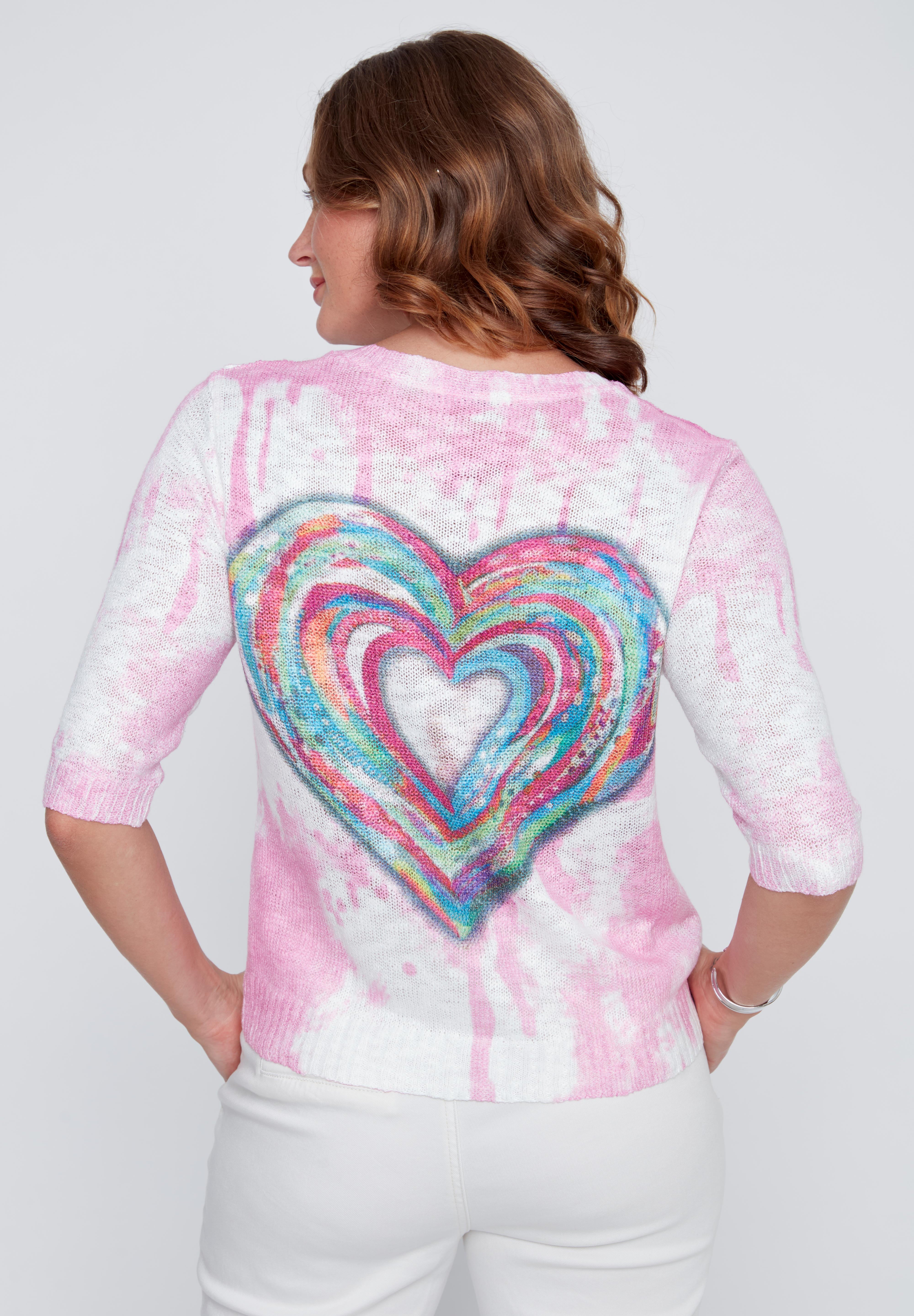 Chandail Coeur Manche au Coude en Tricot