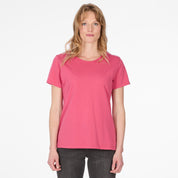 T-shirt magenta à col rond et manches courtes, vue de face