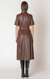 Robe Chemise en Cuir Végane avec Ceinture