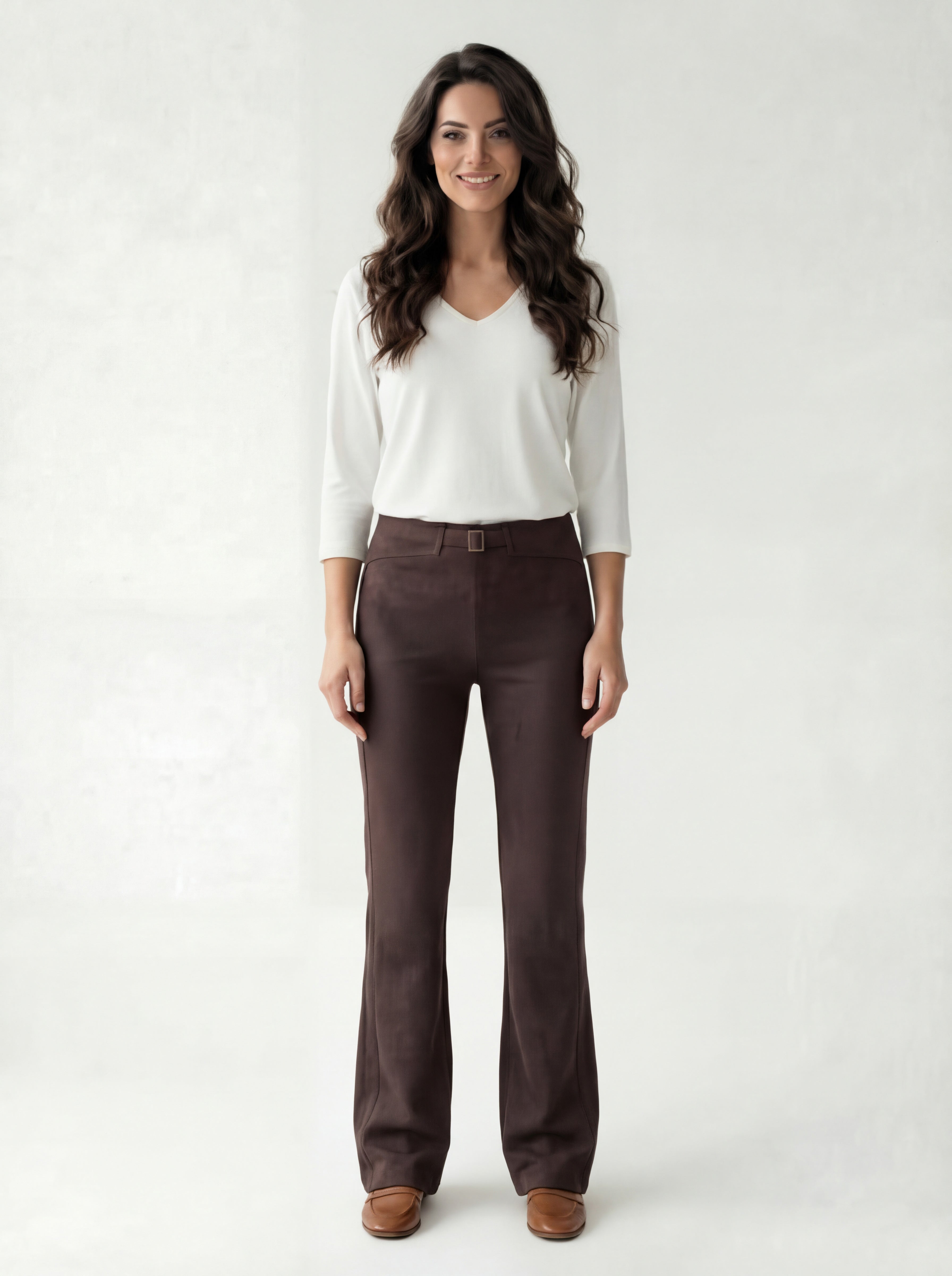 Pantalon en Suède Végane Noir à Jambe Évasée