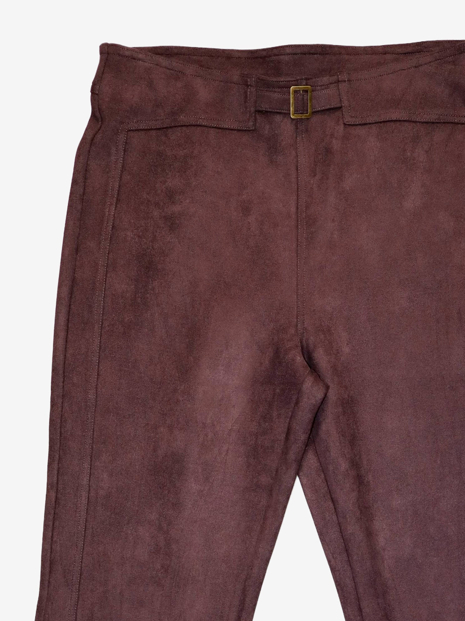 Pantalon en Suède Végane Noir à Jambe Évasée