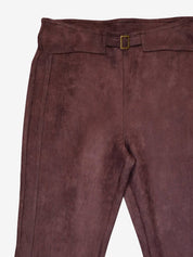 Pantalon en Suède Végane Noir à Jambe Évasée
