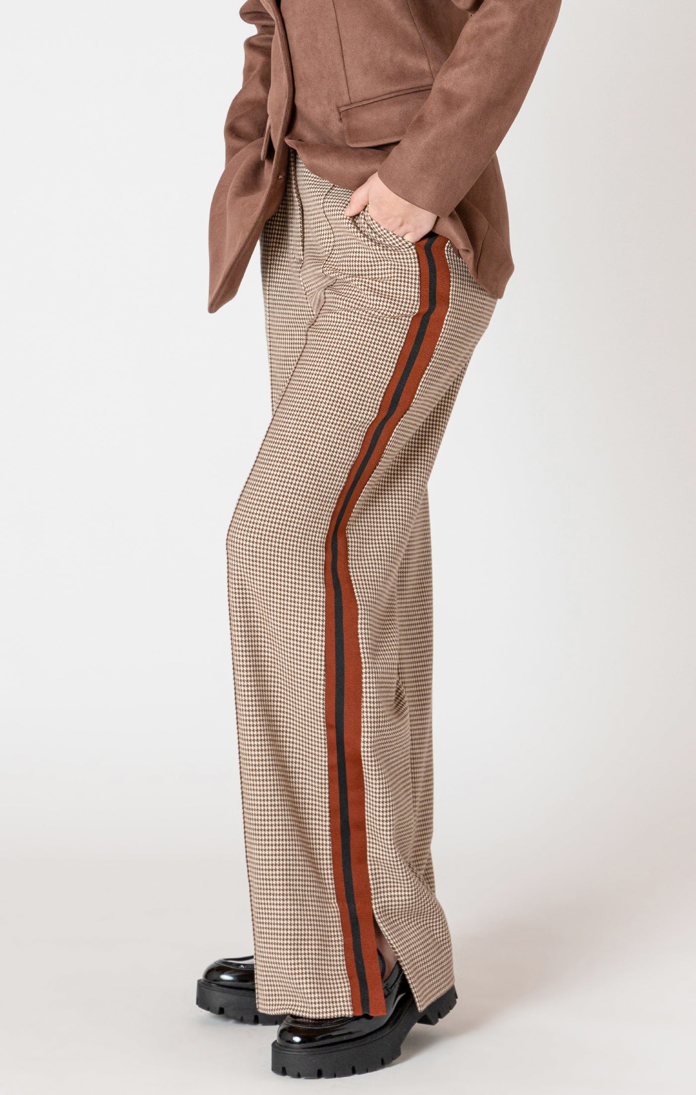 Pantalon Large en Tricot à Carreaux