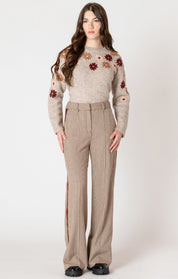 Pantalon Large en Tricot à Carreaux