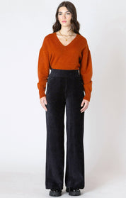 Pantalon en Velours Côtelé à Jambe Large