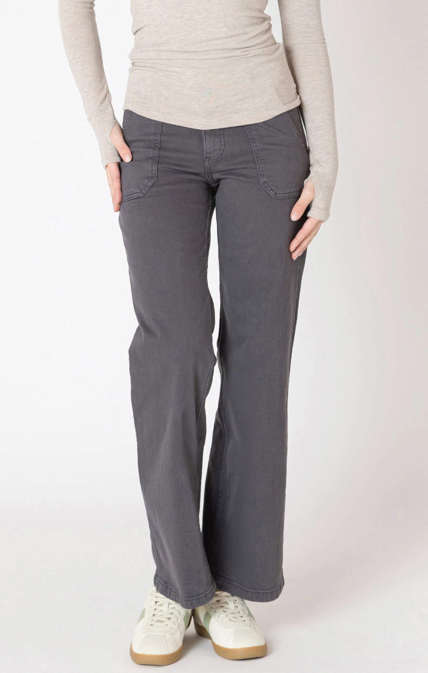 Pantalon en Twill à Jambe Droite