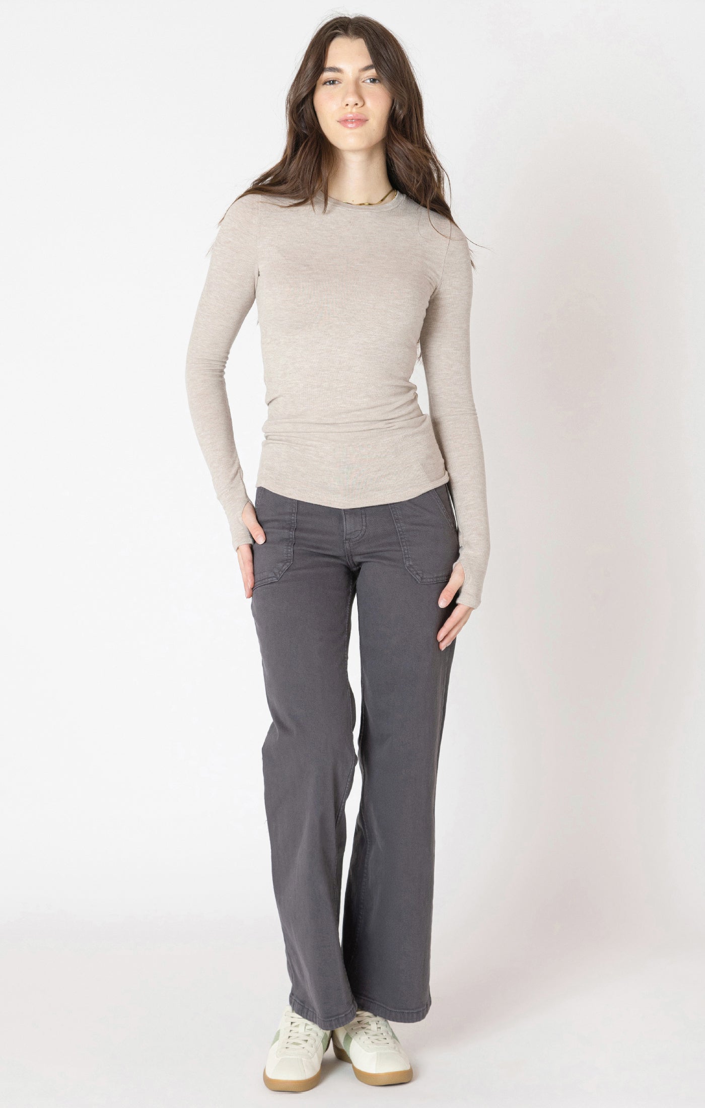 Pantalon en Twill à Jambe Droite