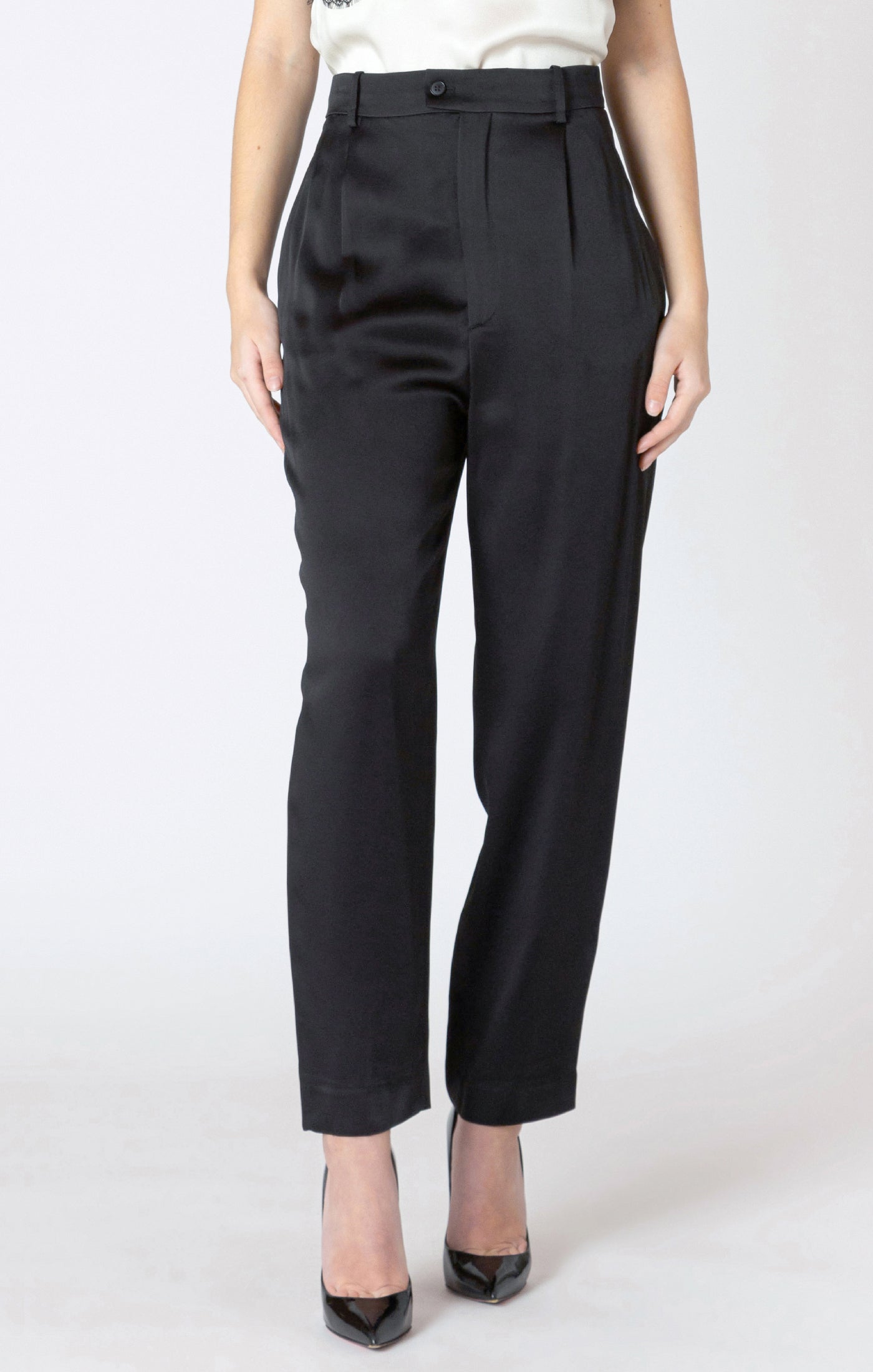 Pantalon en Satin à Jambe Droite