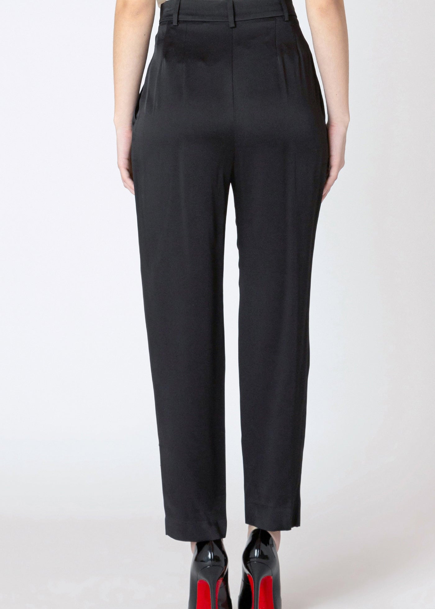 Pantalon en Satin à Jambe Droite
