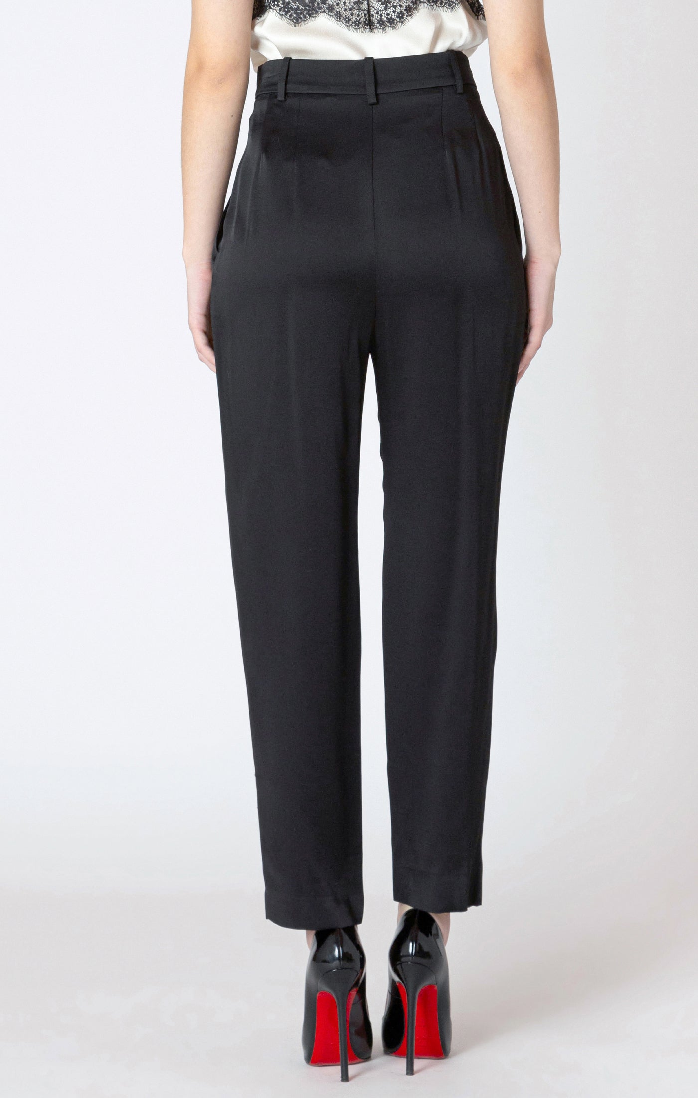 Pantalon en Satin à Jambe Droite