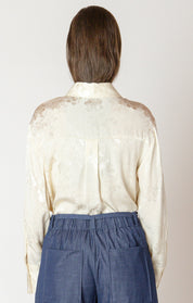 Blouse Chemisier en Jacquard Fleuri