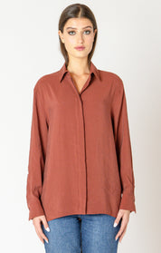 Blouse Chemisier Fluide avec Boutons au Dos