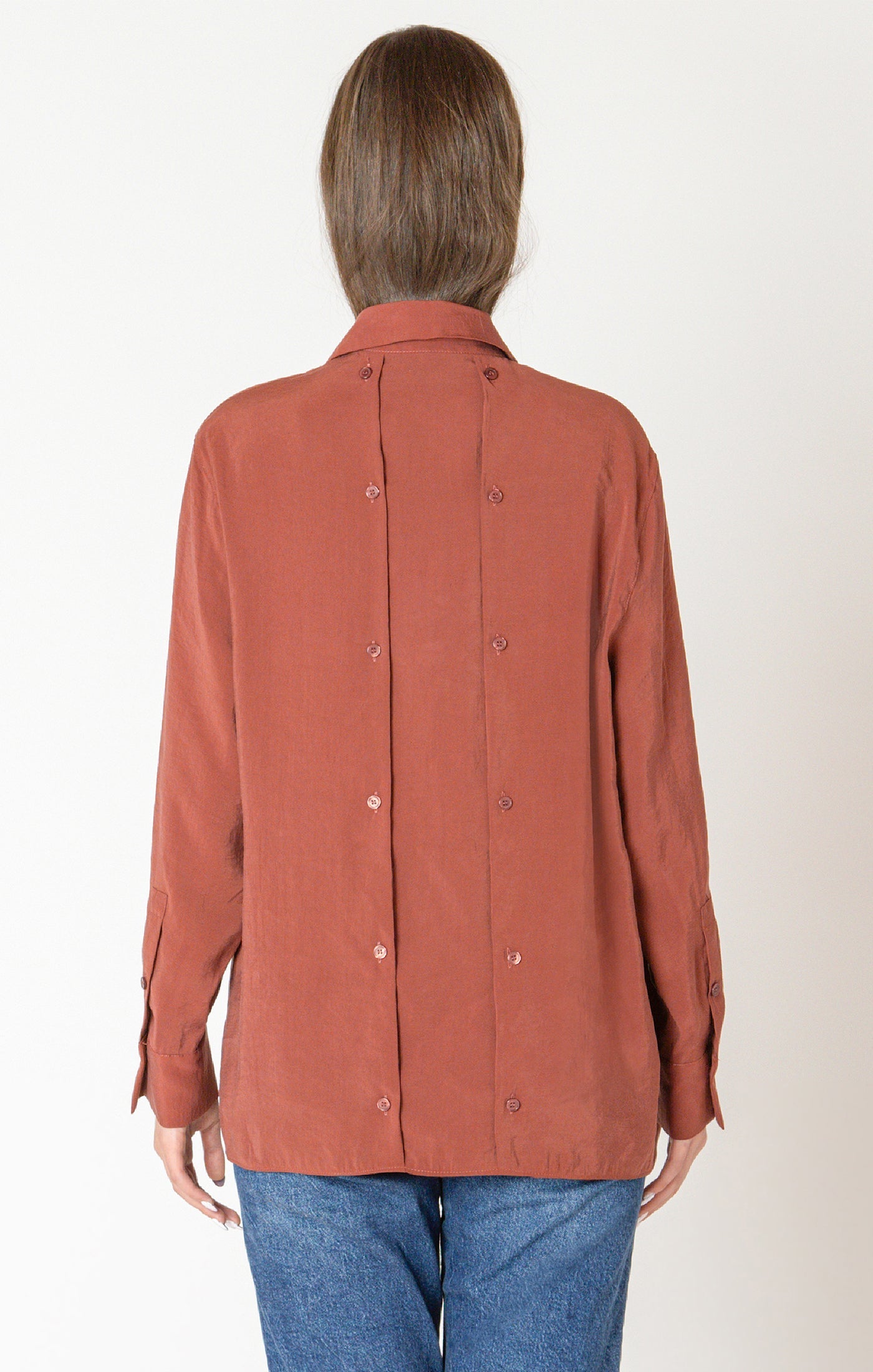 Blouse Chemisier Fluide avec Boutons au Dos