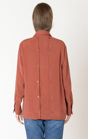 Blouse Chemisier Fluide avec Boutons au Dos