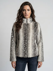 Veste en Fausse Fourrure à Motif Animalier