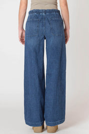 Pantalon en Tricot Denim à Jambe Large