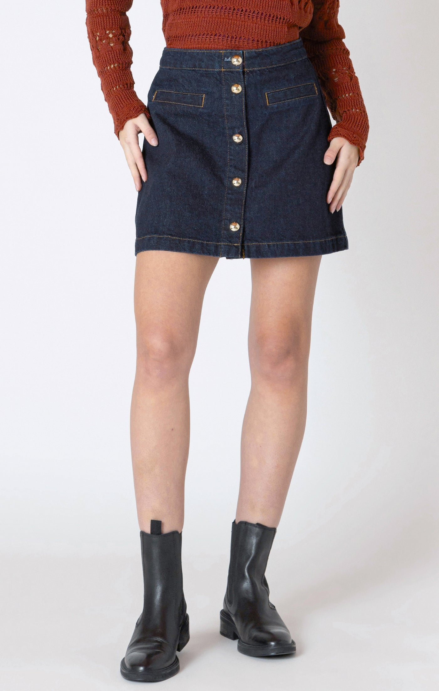 Jupe en Denim à Boutons Devant