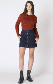 Jupe en Denim à Boutons Devant