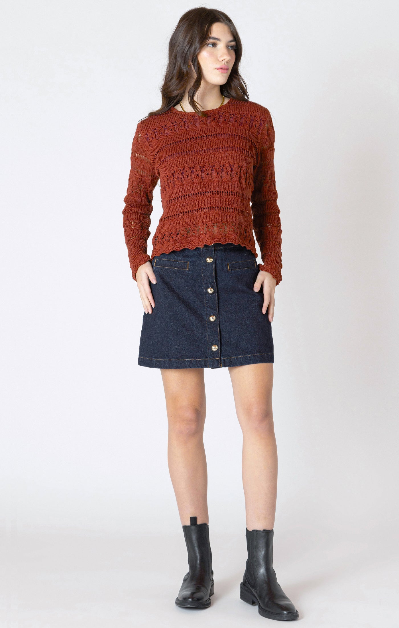 Top en Crochet à Ourlet Ondulé