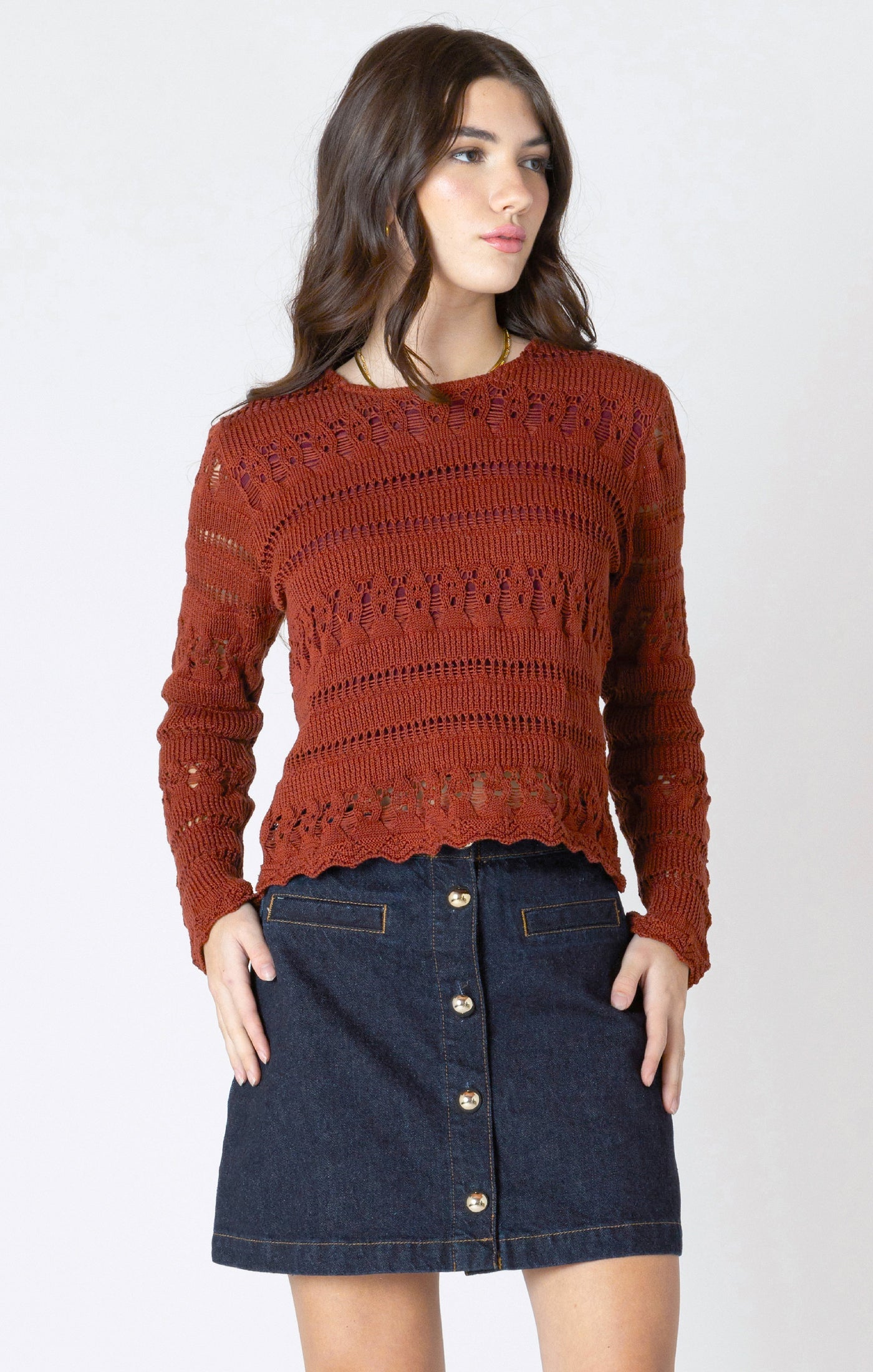 Top en Crochet à Ourlet Ondulé
