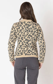 Cardigan à Col Rond à Motifs Léopard