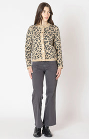 Cardigan à Col Rond à Motifs Léopard