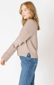 Cardigan Texturé à Manches Repliées