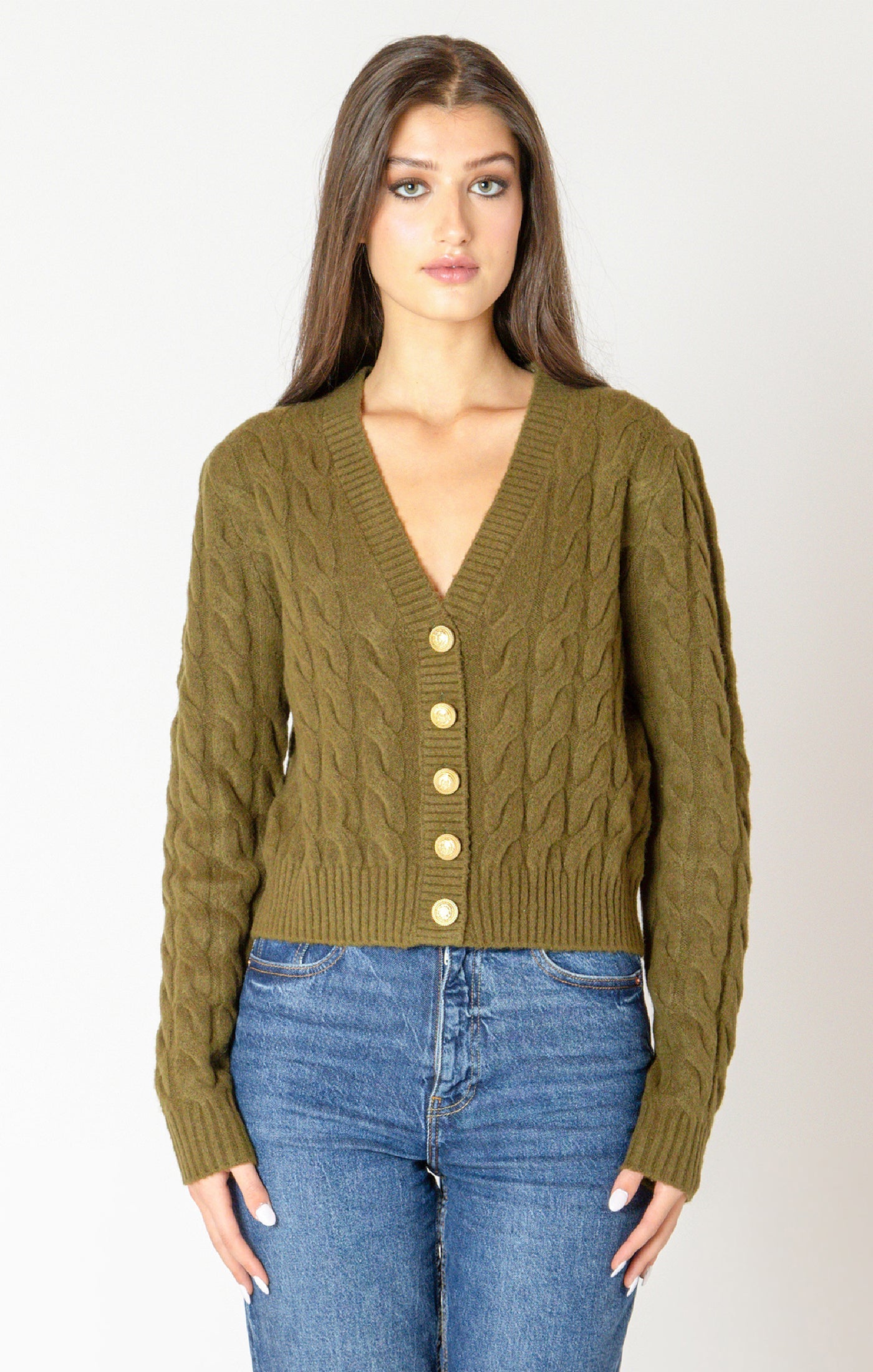 Cardigan en Tricot Boutons Dorés