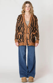 Cardigan à Motifs Boutonné à l’Avant
