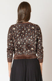 Cardigan Doux à Motifs Léopard