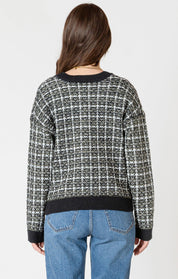 Cardigan à Carreaux et Boutons Dorés