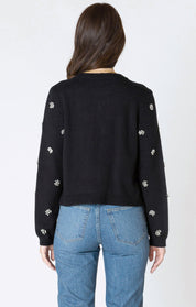Cardigan Noué à l’Avant Orné de Strass