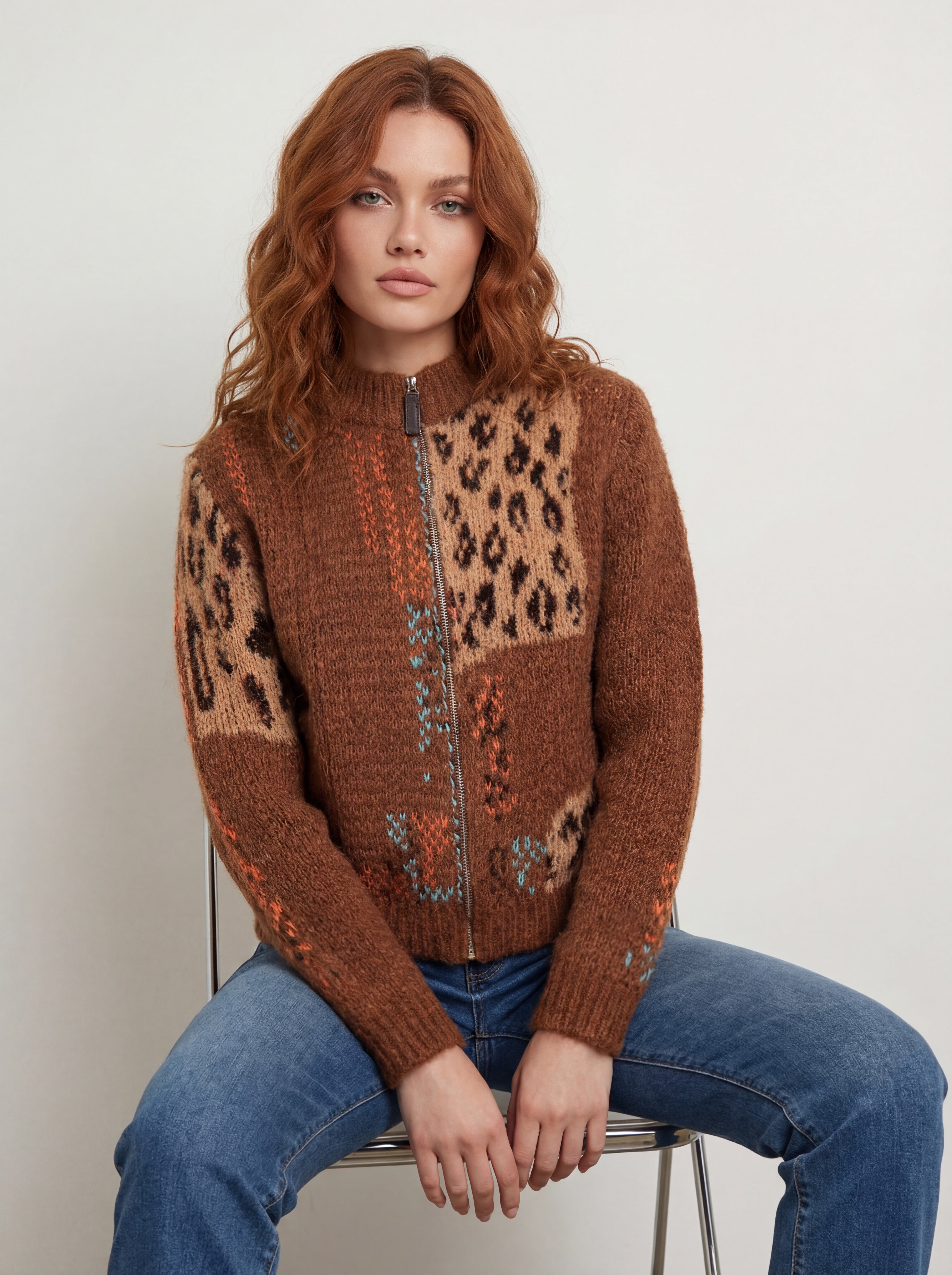 Cardigan Cognac en tricot, Cognac, photo 1