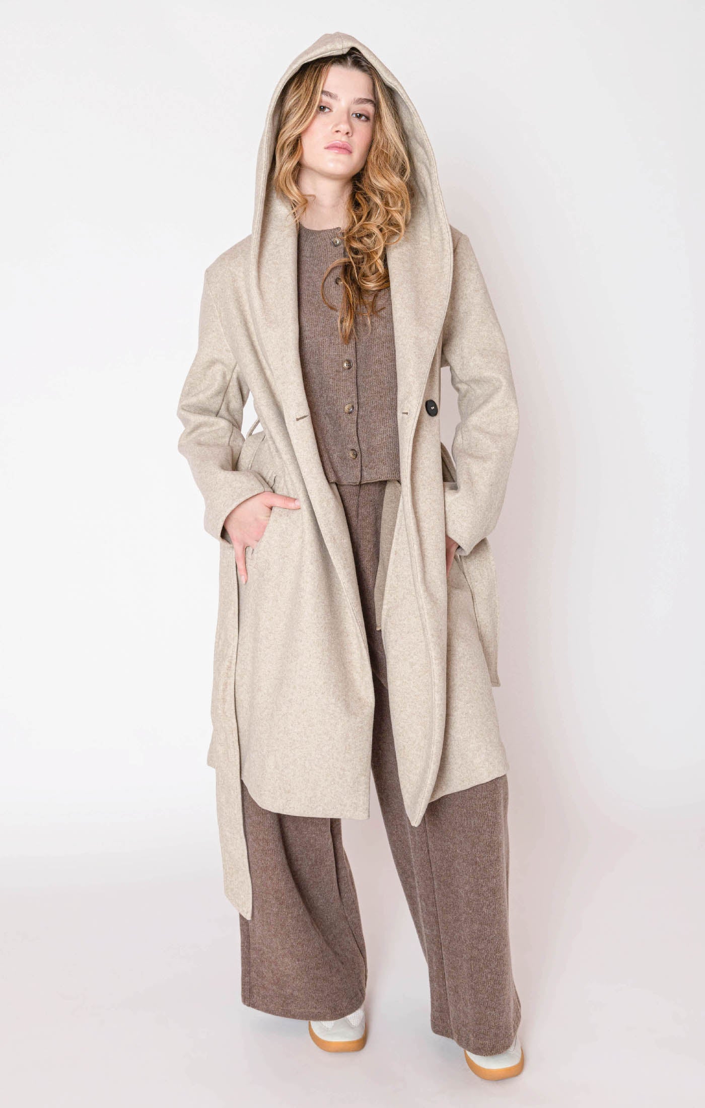 Manteau à Capuchon avec Ceinture