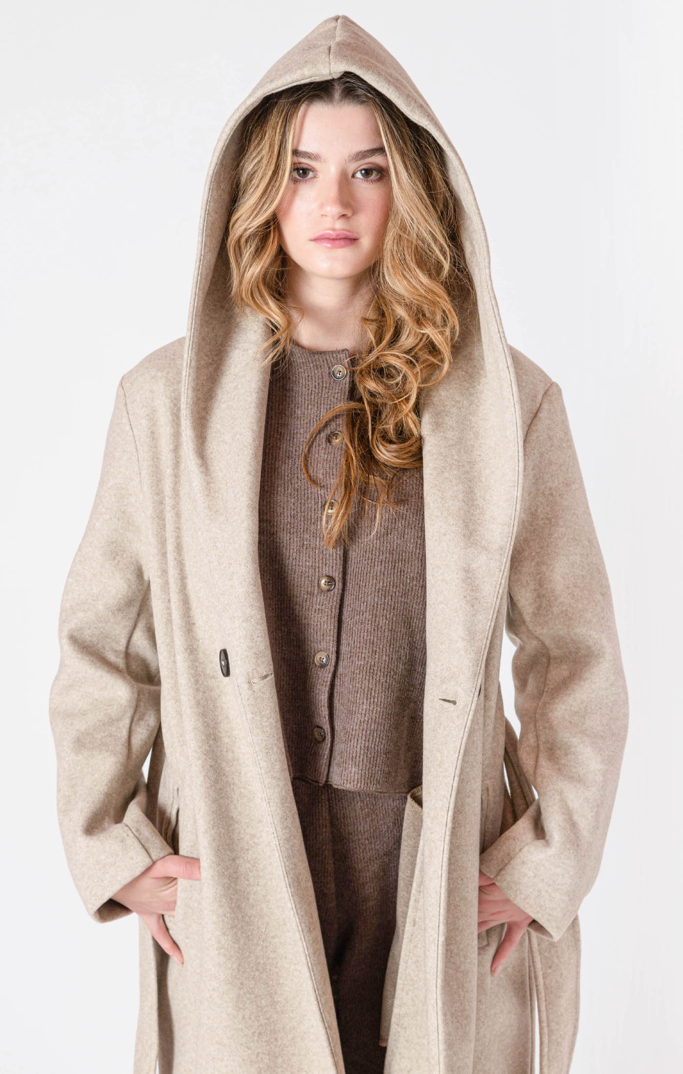 Manteau à Capuchon avec Ceinture