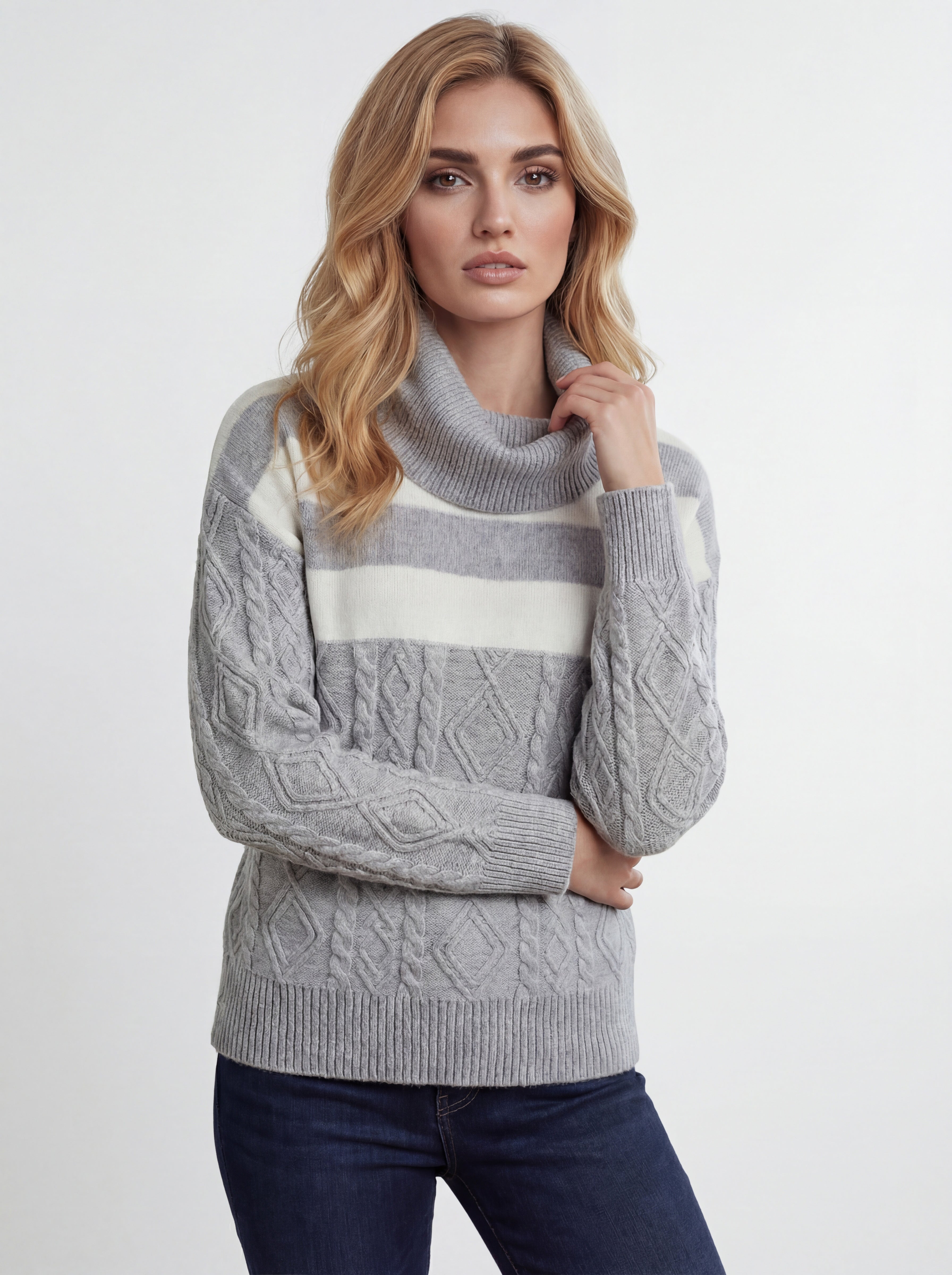 Chandail Gris argenté en tricot, Gris argenté, photo 1
