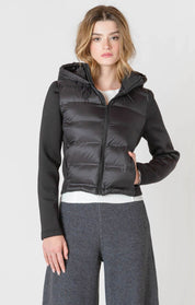 Manteau Matelassé à Tissus Mixtes