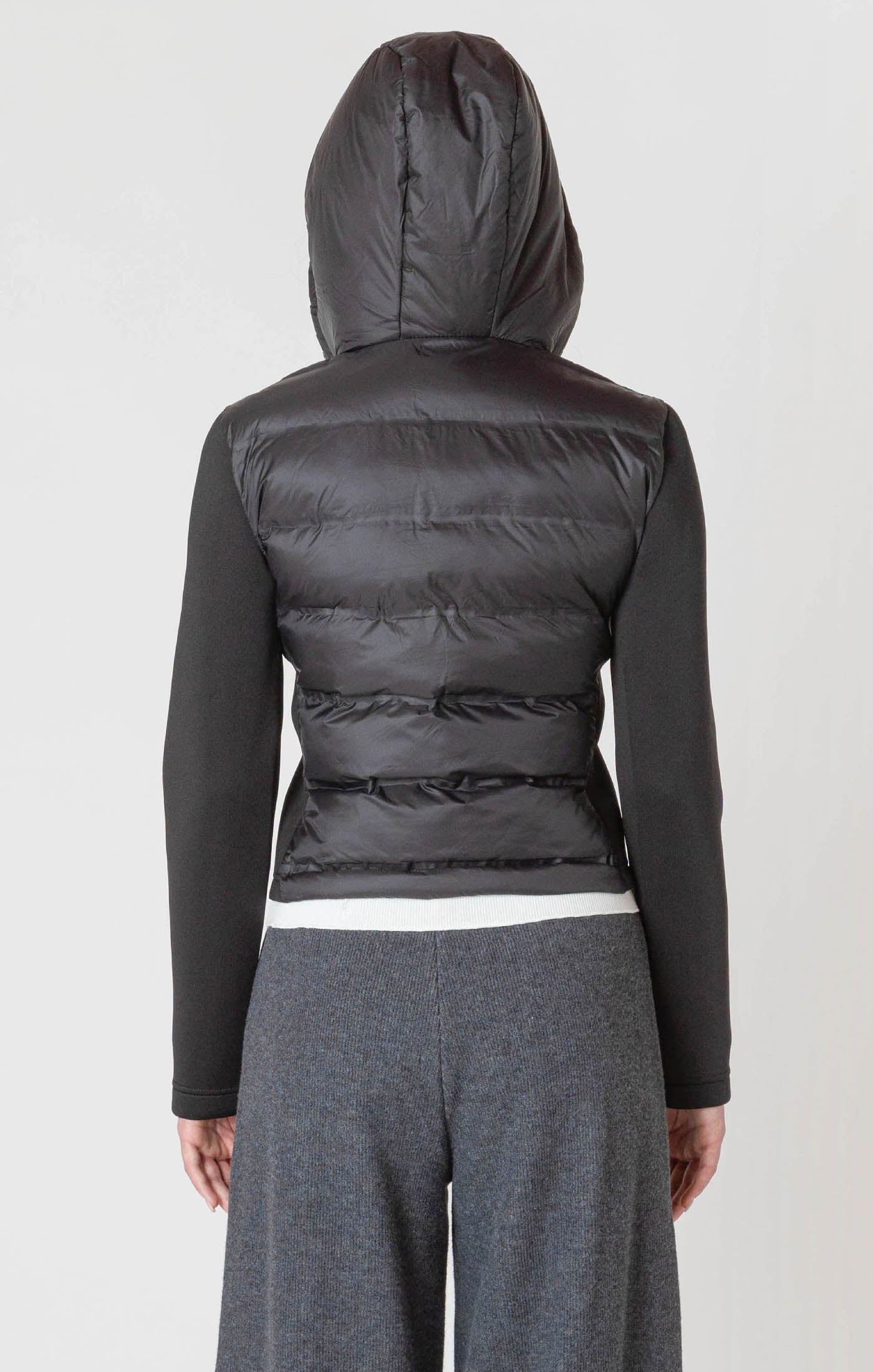 Manteau Matelassé à Tissus Mixtes