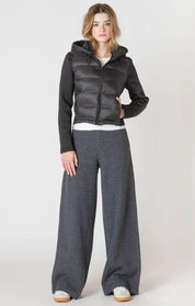 Manteau Matelassé à Tissus Mixtes