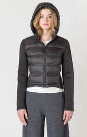 Manteau Matelassé à Tissus Mixtes