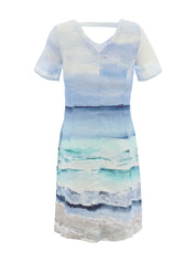 Robe en Lin Imprimée Bord de Mer