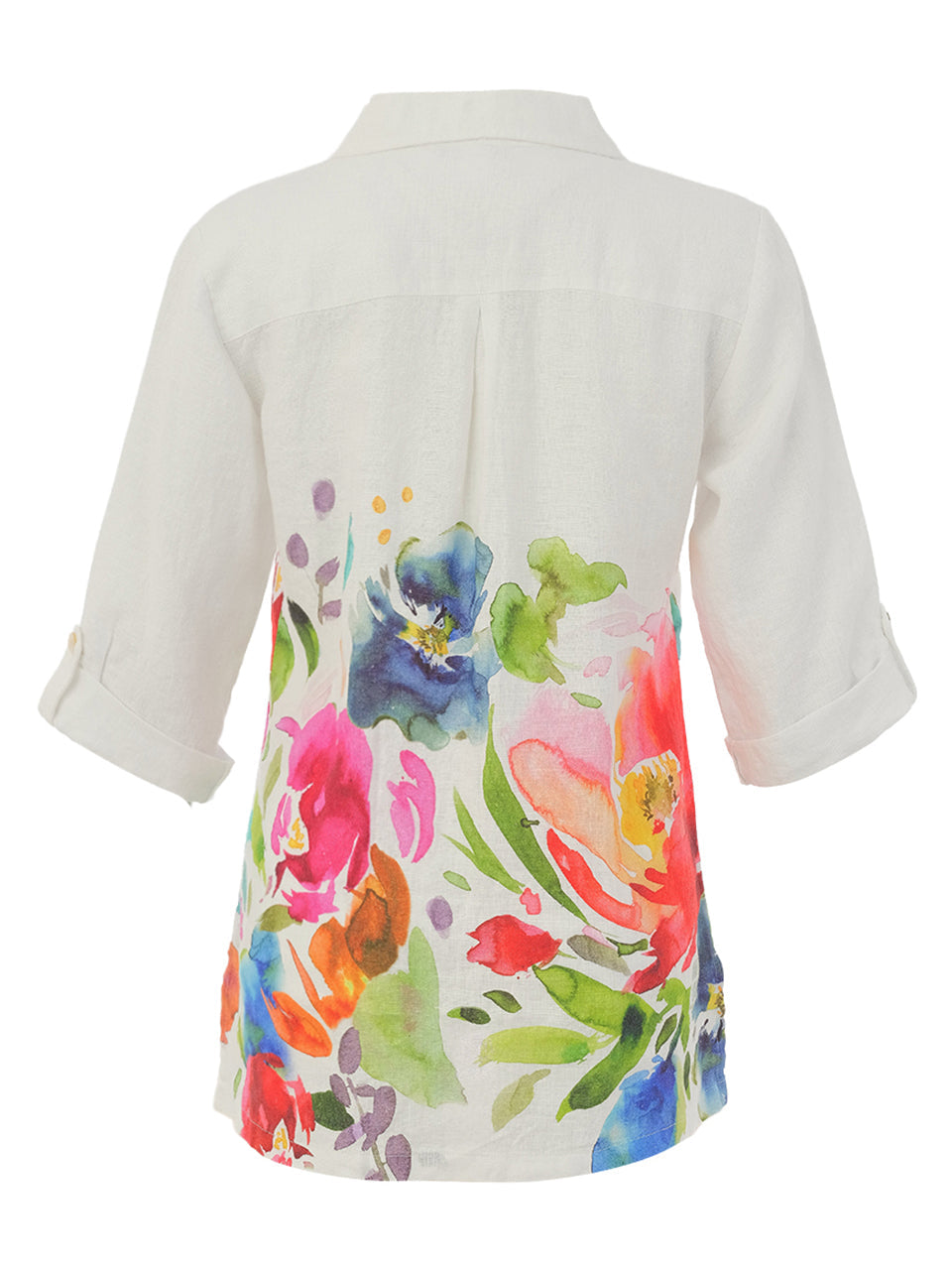 Chemise Tunique en Lin Imprimé Art Manches 3/4