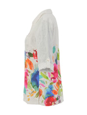 Chemise Tunique en Lin Imprimé Art Manches 3/4