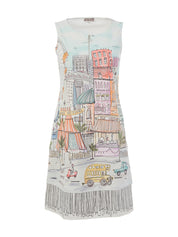 Robe sans Manche Longueur Genoux Imprimée Art