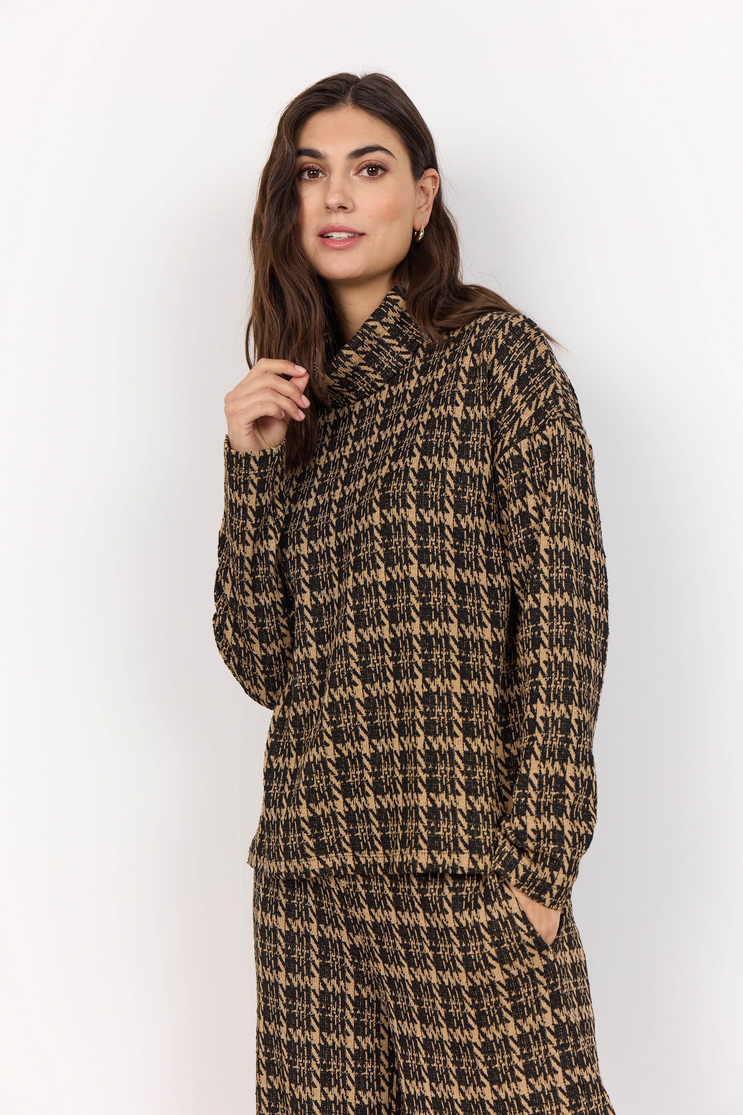 Chandail Col baveux Imprimé Effet Tweed