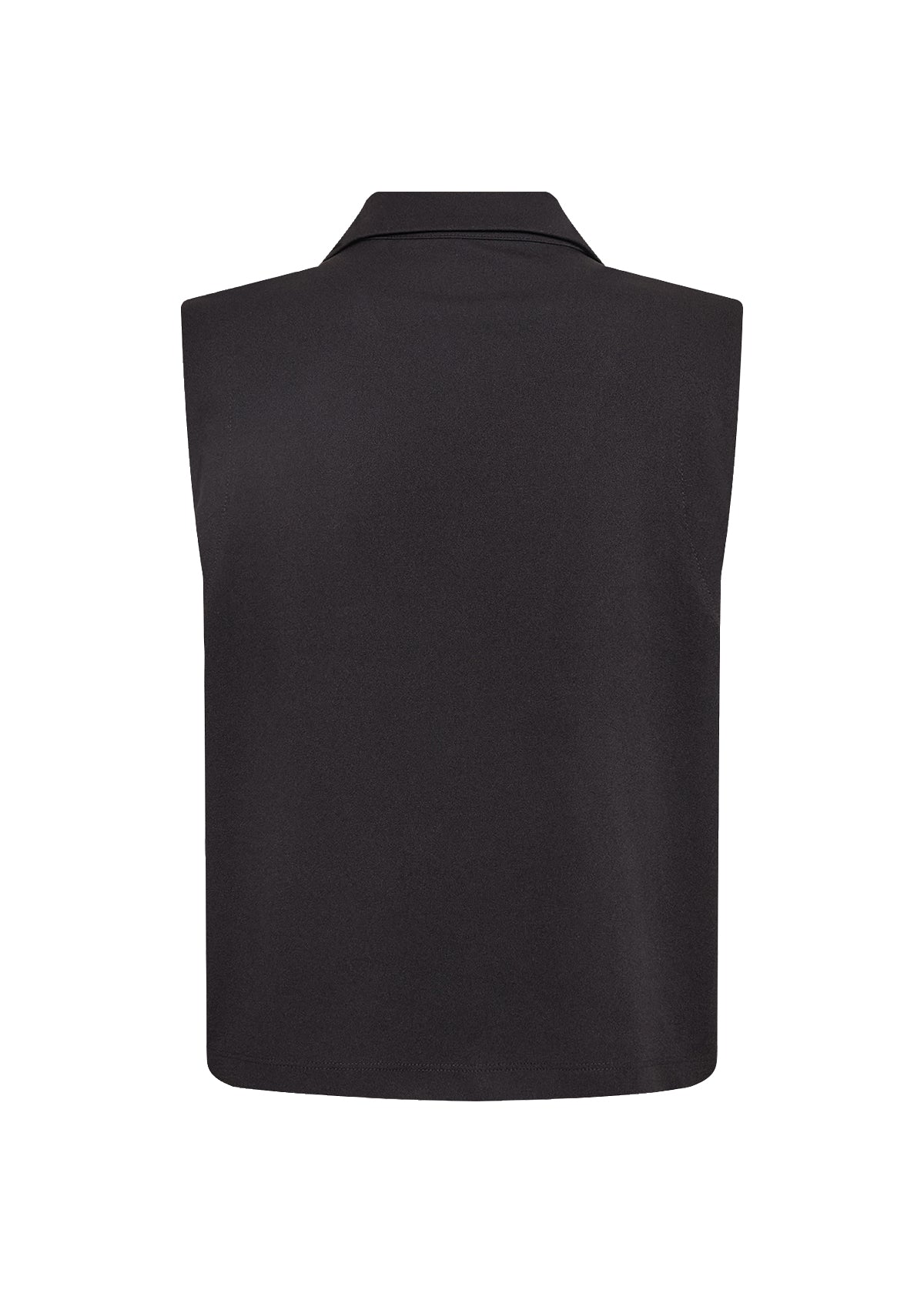 Dos de la veste noire sans manches pour femme