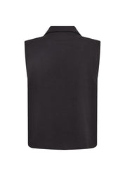 Dos de la veste noire sans manches pour femme