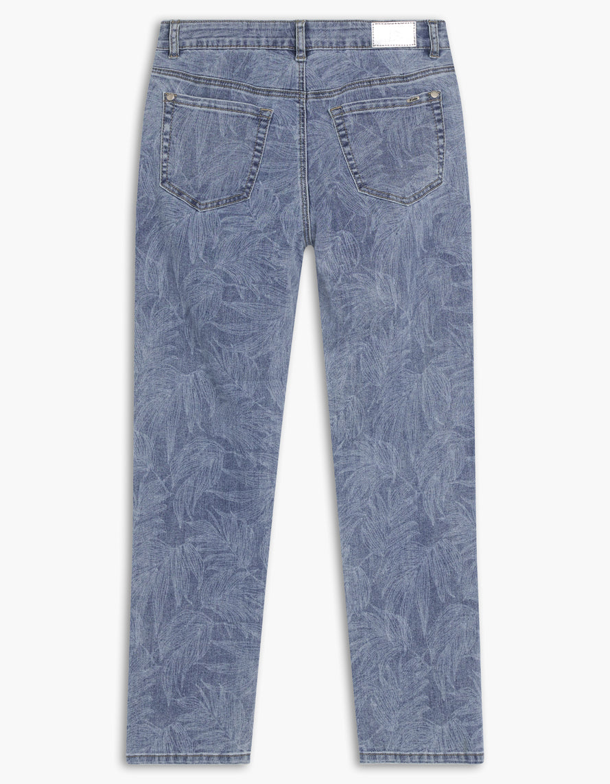 Jeans Cheville Confort Extrème Imprimé Feuillage Ton sur Ton