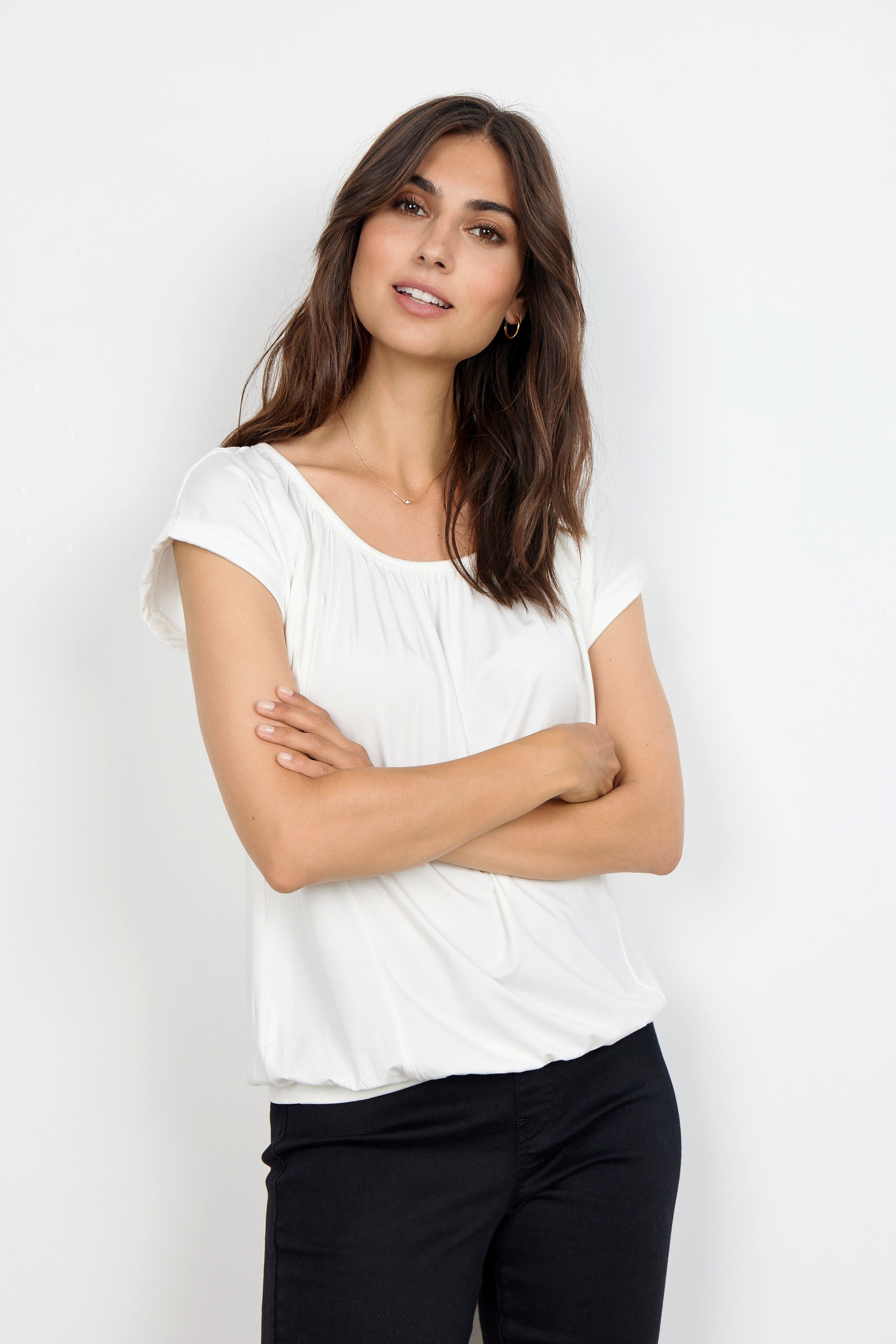 T-Shirt col en U Bande cammouflante pour le ventre